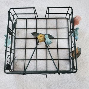 Napkin Holder Vtg Wire With Birds and Flowers